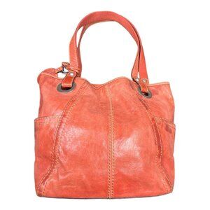 Share Vintage FOSSIL Red Leather Shoulder/Satchel Bag with Double Straps w Key
